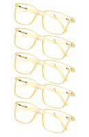 5-Pack Large Reading Glasses for Women With Bendy Springs Hinge Champagne +2.5