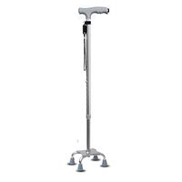 Guoziya 10 Height Adjustable Four-Legged Walking Stick Light Aluminum Alloy Crutches Old Non-Slip Cane Rehabilitation Crutches Thick Wall Tube (Color : Silver-A)