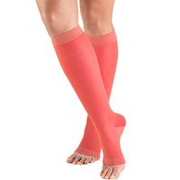 Truform Sheer Compression Stockings, 15-20 mmHg, Women's Knee High Length, Open Toe, 20 Denier, Pink, Medium