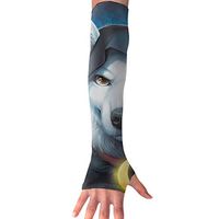 QG ZZX White Wolf Master Unisex Compression Arm Sleeves UV Protection Performance Arm Sleeve - for Outdoor Sports Baseball,Basketball,Football (1 Pair)