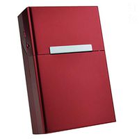 King Size Aluminum Cigarette Case with Magnetic Flip Top Closure Pocket Carrying Cigarette Hard Box and Holder for Whole Package Cigarettes 20pcs - Red