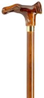 Right Hand Palm Grip Cane Amber Acrylic with Wood Shaft Walking Cane