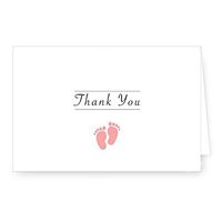 Baby Girl Pink Footprint Thank You Card - 4 x 6 Note Card with Envelopes | Available in 25, 50 and 100 Packs