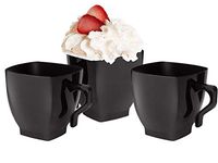 Disposable Coffee Cups - 240 Pcs Plastic Tea Cups - 2 oz Hard Plastic Black Coffee Mugs - Reusable Drinking Tumblers - Bulk Tea Party Glass Set for Wedding, Christmas, Birthday Parties & All Occasions