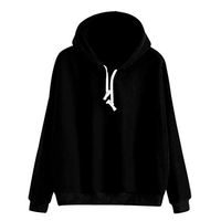 Clearance! Paymenow Women Teen Girls Long Sleeve Sweatshirt Simple Solid Color Warm Hoodie Pullover Top Casual Blouse (M, Black)