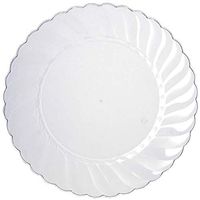 Efavormart 50 Pcs - Clear 10.25" Flaired Round Disposable Plastic Plate Dinner Plates for Wedding Party Banquet Events Decoration