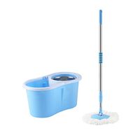 XSJJ Spin Mop Spin Mop, Home 360° Spin Mop and Bucket Set Hand-press Double Drive Mop Bucket with Hidden Handle 360° Spin floor Mop & Bucket Set (Color : Blue)