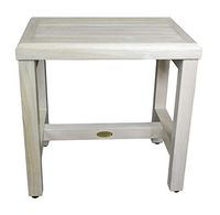 Eleganto 18" Teak Shower Bench - Armless Open Back in Coastal Driftwood Finish