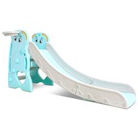 Slides for Kids Indoor Outdoor, 3-in-1 Freestanding Slide with Basketball Hoop and Climbing Stairs, Multifunctional Playground Climb Equipment Household Toddler Play Slide (Blue)