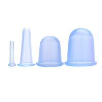 Silicone Massage Cupping Cups for Face and Body, 4 sizes (Blue)