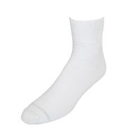 Extra Wide Sock Co. Mens Cotton Medical Quarter Ankle Support Socks, Regular (Shoe Size 8-11), White