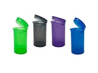19 DRAM POP TOP Bottles Qty CASE Size Count Squeeze top Rx Pill Bottles Prescription Crafts Coins Storage Medicine 420 Containers Made in USA (4 PCS, Mix - Transparent)