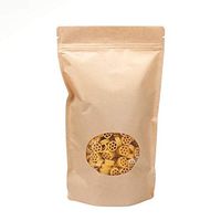 6 3/4" x 4" x 11 1/4" (Outer Dims) Kraft Stand Up Zipper Pouch Bags w/Oval Window (100 Pieces)