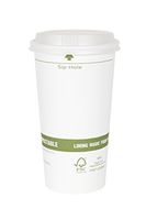 World Centric 100% Biodegradable, 100% Compostable Paper PLA-Lined 20 Ounce White Coffee Hot Cup and Lid Combo, 50 Pack