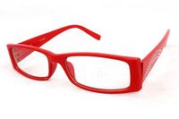 Fashion Clear Slim Lens Thin Rim Rhinestones Eye Glasses 1216CL (Red)