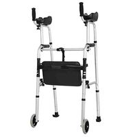 Xue Yang Shop Aluminum Alloy Rehabilitation Auxiliary Walking Frame Elderly Walking Aid Height Adjustable Wheel Walking Frame with Armrest Support Pad