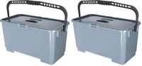 Carlisle 363301923 Polypropylene Rectangular Squeegee Bucket, 6 Gallon Capacity, 20-1/2" Length x 10-1/2" Width x 11-1/4" Height, Gray (2-(Pack))