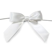 Pre-Tied Satin Bows, 7/8-Inch, 12-Piece (White)