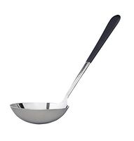 6 oz. (3/4 Cup), Stainless Steel Ladle, Portion Control Serving Spoon with a Black Cool-Grip Handle, 9.5" inches Long, Dishwasher Safe Serving Utensils by GET, BSRIM-54-BK