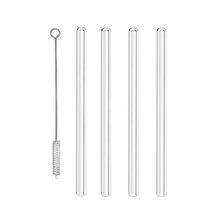 LanJing Stragith Glass Smoothie Straws 8" Long - Reusable Drinking Straws with Cleaning Brush for Thick Smoothies, Bubble Tea and Milkshakes