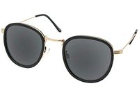 Semi Round Retro Reading Sunglasses Style R104 (Black/Gold Gray Lenses, 2.50)