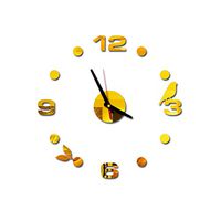 heavKin Creative Silent Wall Clock Personality 3D Mirror Wall Sticker Clock Decor,Accurate Sweep Movement (Gold, Size: Diameter 40cm)