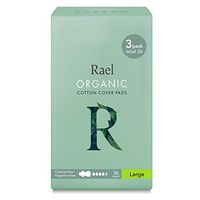 Rael Certified Organic Cotton Menstrual Large Pads - 3Pack/ 36 Total - Ultra Thin Natural Sanitary Napkins with Wings (3 Pack)