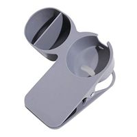 Cup Holder Clip Cup Clamp Holder with Divider Tray Cup Stand Holder On Desk Table for Drink Phones Snacks (Gray)