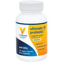 Ultimate 10 Probiotic, 50 Billion, Shelf Stable Probiotic, No Refrigeration, Targeted Release – to Support Digestive Health, Intestinal Health and Immunity (30 Vegetable Capsules)