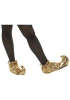 Charades Elf/Jester/Genie Costume Slipper Shoes, Gold, Large