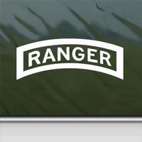US Army Ranger Tab Emblem Insignia - White decal - 6" wide decal laptop tablet skateboard car windows sticke