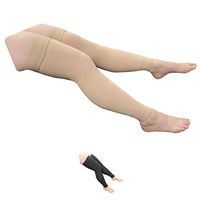 HealthyNees Thigh Length 20-30 mmHg Compression Swelling Wide Calf Leg Sleeve (Beige, 5X-Large)