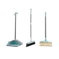 Broom and Dustpan With Long Handle Telescopic Up Windproof Stainless Steel Rod Non-stick Hair Broom And Dustpan Rotatable Non-Slip Handle Soft Brush Broom Set Suitable For Home Kitchen Lobby Floor Gar