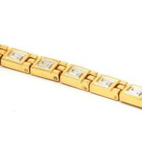 The Olivia Collection Ladies Goldtone Square Link Magnetic Bracelet 7.5 Inches