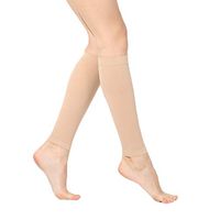 FOCUSIN Compression Calf Sleeves (20-30mmHg) for Men & Women - Compression Footless Socks - for Running, Shin Splint, Medical, Travel, Nursing, Cycling, X-Large, Beige.