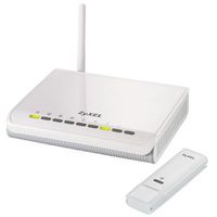 ZyXEL NBG334W 802.11g Dual-SSID Wireless Router with G202 802.11g USB 2.0 Adapter (White)