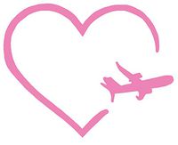 hBARSCI Love Planes & Flying Vinyl Decal - 5 Inches - for Cars, Trucks, Windows, Laptops, Tablets, Outdoor-Grade 2.5mil Thick Vinyl - Soft Pink
