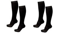 ASRocky Graduated Compression Socks Anti-Fatigue Antimicrobial Calf High Below Knee Mens Womens Sock Leg Foot Ankle Heel Support Pain Relief Stockings Reduce Swelling (2 Pair, Sm/Med, Black)