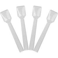 [25 Count] Clear Plastic Gelato Tasting Spoons 4 Inch Mini Disposable Shovel Spoons for Sampling Yummy Desserts, Foods & Ice Cream - Frozen Dessert Supplies