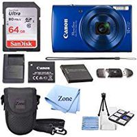 Canon PowerShot ELPH 190 Digital Camera w/10x Optical Zoom and Image Stabilization - Wi-Fi & NFC Enabled + 64GB SD Card+ Case+ NB-11L Extra Battery Bundle Kit (Blue)