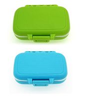ERZA SCARLET Small Pill Cases 3 Removable Compartments Travel Medication Carry Case - Pill Box for Daily Vitamin Organizer Box (Green + Blue)