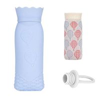 Silicone Hot Water Bag,Microwave Heating Bottle Environmental Silicone Transparent Hot Water Bag with Knit Cover,Hot & Cold Therapy-Gift for Girls Babys, Christmas, Gift Exchange Pary(Long,Blue)