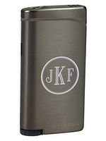 Personalized Vertigo Concorde Gunmetal Double Torch Flame Cigar Lighter with Free Laser Engraving ([A] Roman Monogram)