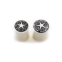 Pair of Ear Plugs Made of Organic Horn Bone with Star Design