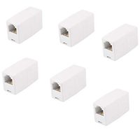 Yohii 6Pcs 6P4C RJ11 to RJ11 Female Telephone Cable Coupler Adapter Telephone Socket Adapter White