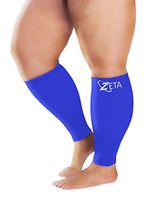 Zeta Sleeve XXL Wide Plus Size Calf Compression, Soothing Comfy Gradient Support, Prevents Swelling, Pain, Edema, DVT, Large Cuffs, Stretch to 26 Inches, Unisex, for Nurses, Seniors, Flights (Blue)