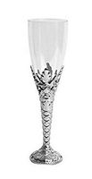 12 Plastic Acrylic Champagne Flutes Glasses 8" Tall - Silver