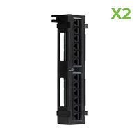 NavePoint 12-Port Cat5E UTP Unsheilded Mini Patch Panel with Wallmount Bracket Included Black 2-Pack