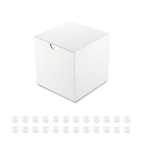 PACKQUEEN 25 Gift Boxes 4x4x4 Inches, Paper Gift Boxes with Lids for Crafting, Gift Ornaments, Cupcakes, Candles, Wedding Favor Boxes, Glossy White, Textured Finish