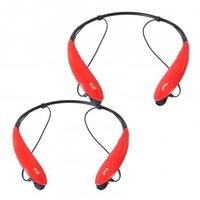 Set of 2 -WIRELESS Bluetooth Sports Fitness Neckband Headphones Flexible design ear buds in Red